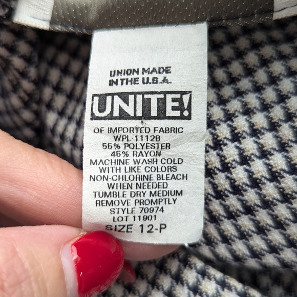 Vintage Retro Casual Corner Black White Houndstooth High Waisted Slacks Size 12P - Picture 7 of 11